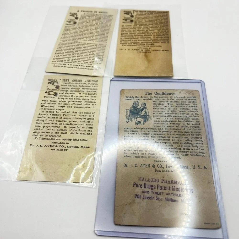 Vtg Advertising Trading Card - 4 Ayer's Cherry Pectoral Lowell MASS Pharmacy